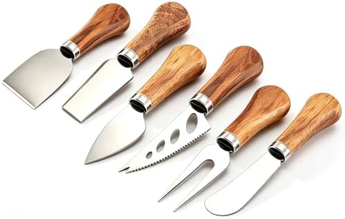Cheese Knife Set, Charcuterie Board Accessories Stainless Steel Wood