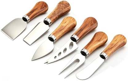 Cheese Knife Set, Charcuterie Board Accessories Stainless Steel Wood
