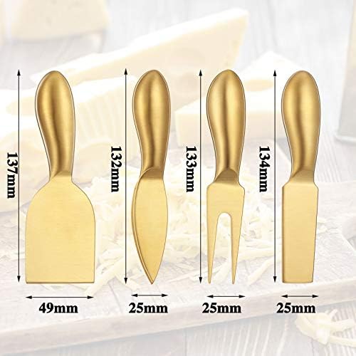 Patelai 4 Pcs Gold Cheese Knives Set Stainless Steel Knife for