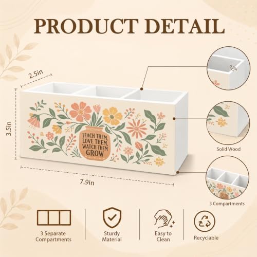 Teacher Gifts for Women Boho Floral Pencil Pen Holder for Desk