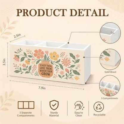 Teacher Gifts for Women Boho Floral Pencil Pen Holder for Desk