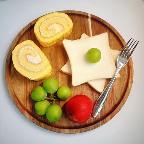 Round Wooden Plates,Acacia Wooden Circle Decorative Serving Trays