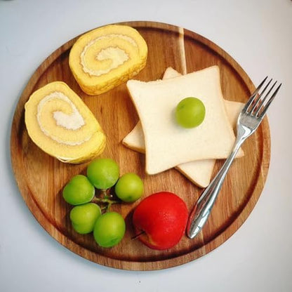 Round Wooden Plates,Acacia Wooden Circle Decorative Serving Trays