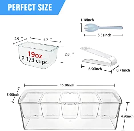 INNOVATIVE LIFE Bar Serving Tray on Ice with 5 Compartments Container