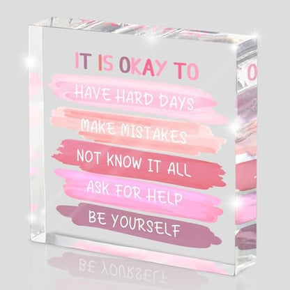 Mental Health Decor - Pink Office Decor Ornaments Teacher Desk