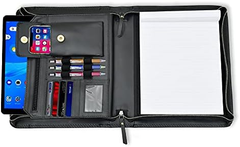 Leather Business Portfolio Padfolio Document Organizer with Writing