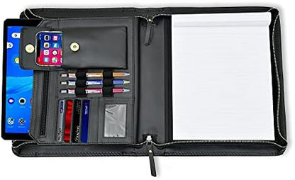 Leather Business Portfolio Padfolio Document Organizer with Writing