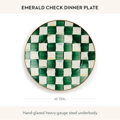 MACKENZIE-CHILDS Enamel Dinner Plate, Green-and-White Emerald Check