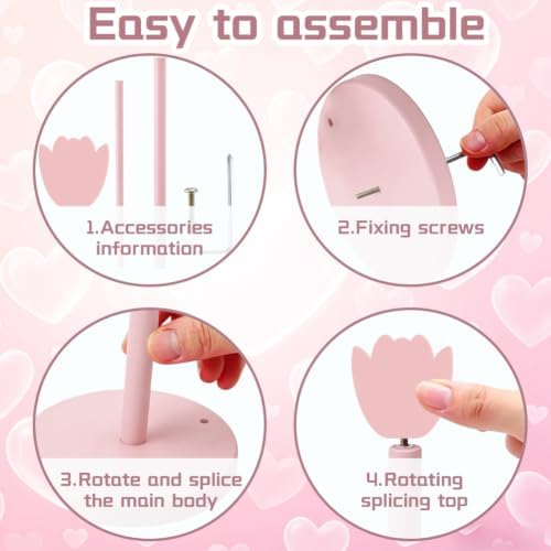 WEBEEDY Pink Tulip Wooden Paper Towel Holder Freestanding Countertop