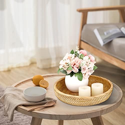 Hipiwe 9.9" Round Key Basket Bowl for Entryway Table Handwven Rattan