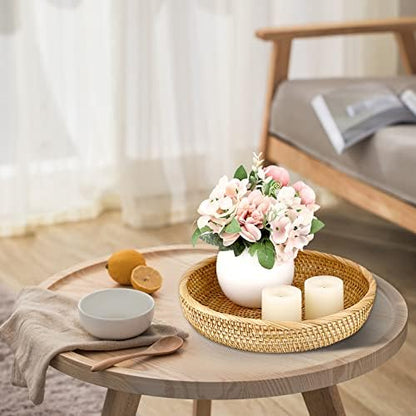 Hipiwe 9.9" Round Key Basket Bowl for Entryway Table Handwven Rattan