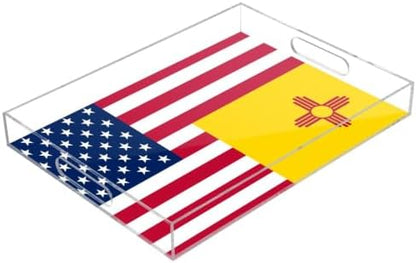 Flag of The Us New Mexico Acrylic Desk Organizer Tray with Handles