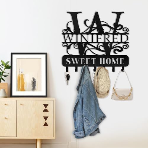 Personalized Metal Key Holder for Wall, Family Name Keys Holder Wall
