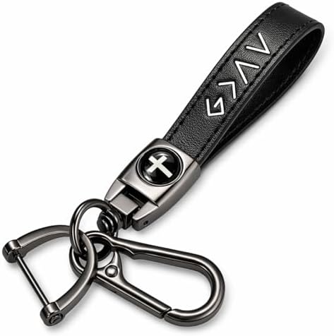 Christian Cross Leather Keychain for Men – Christian Gift for Dad
