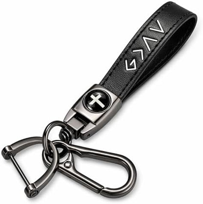 Christian Cross Leather Keychain for Men – Christian Gift for Dad