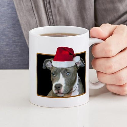 CafePress Christmas Pitbull Pup Mug 11 oz (325 ml) Ceramic Coffee Mug