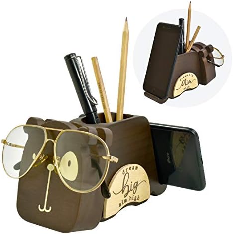 I'm Wood Multipurpose Eyeglass Phone Pen & Pencil Holder Stand