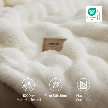 Bedsure Cloud Bubble Blanket, Soft Cozy Throw, Off White, 50"×60"