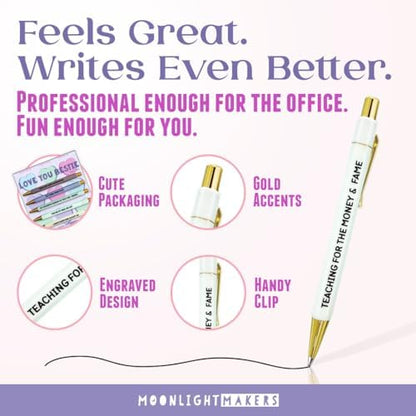 Moonlight Makers Set of 5 Ballpoint Pens Black Ink, Love You Bestie