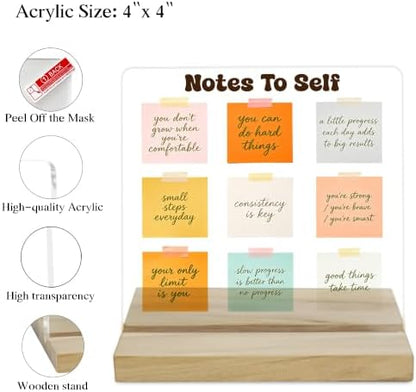 Notes to Self Inspirational Acrylic Plaque, Positive Quote Desk Decor