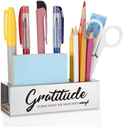 Gratitude Inspirational Gift Stainless Steel Desk Organizer Note