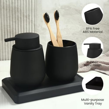 Black Bathroom Accessories Set, Modern 3 Pcs Bathroom Essentials