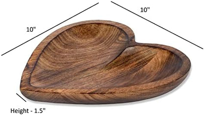 EDHAS Mango Wood Heart Curved Shaped Decorative Bowl for Table