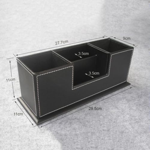 Multifunction Leather Double Pen Holder Desk Organizer with 4