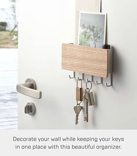 YAMAZAKI Home Rin Magnetic Wall Organizer - Key Hooks & Tray for