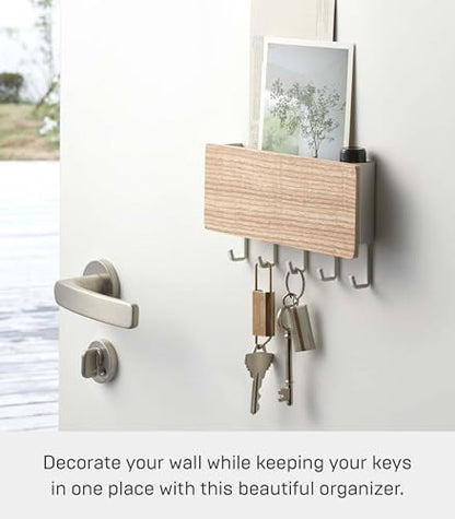 YAMAZAKI Home Rin Magnetic Wall Organizer - Key Hooks & Tray for