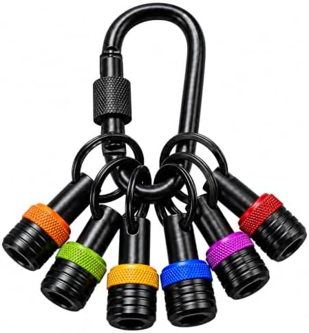 6pcs Bit Holder Keychain with Clip for 1/4" Hex Shank, Gift for Men