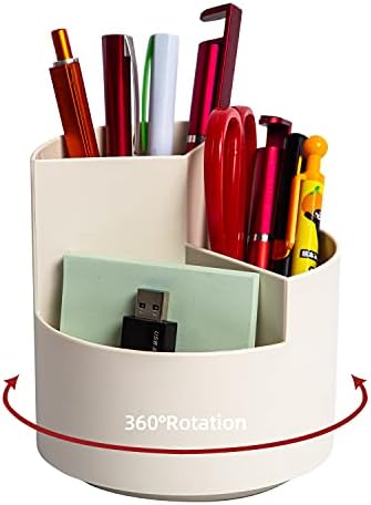 Desk Pencil Pen Holder, 3 Slots 360-Degree Spinning Organizers