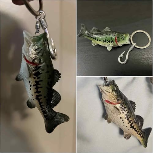 Bass Fishing Keychain Gifts, Bass Fish Key Chain for Men, Cool Fishing