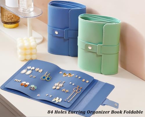 QBestry Earring Holder Organizer Book for Travel, 42 Pairs Stud