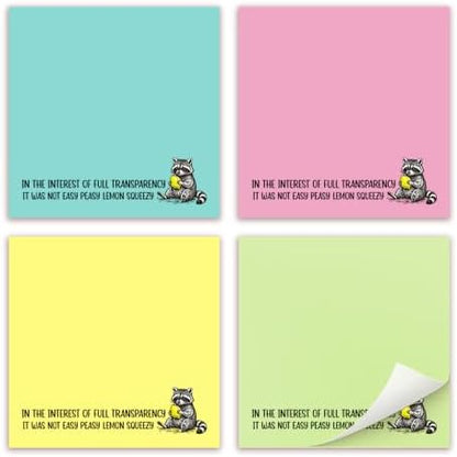 Funny 4 Pads in The Interest of Full Transparenc Raccoon Sticky Notes