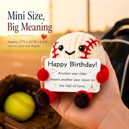 Crochet Baseball Birthday Keepsake Figurine — "Closer to the Hall of