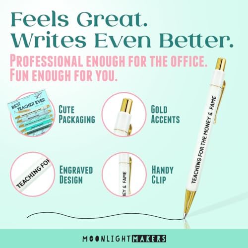 Moonlight Makers Funny Pens for Teachers Black Ink Set of 5, Best