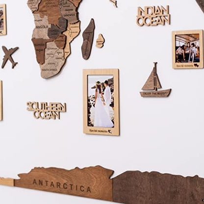 Enjoy The Wood 3D Wooden World Map Wall Art (Photo Frames, Pins)