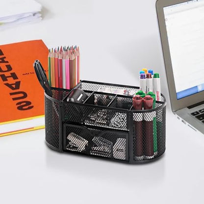 Comix Mesh Pen Holder, Desk Organizer for Home Office, Black