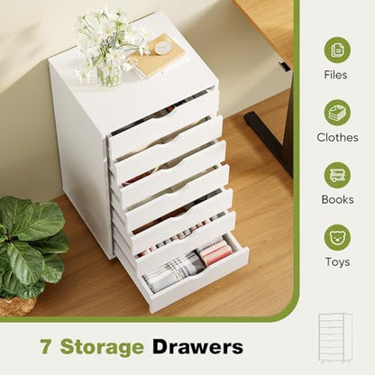Sweetcrispy 7 Drawer Rolling Storage Cabinet with Wheels, Wood