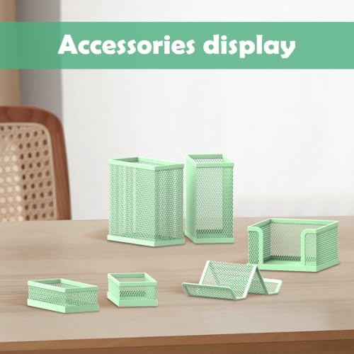 Pen Holder for Desk, 6-Piece Mesh Desk Organizer with Phone Holder