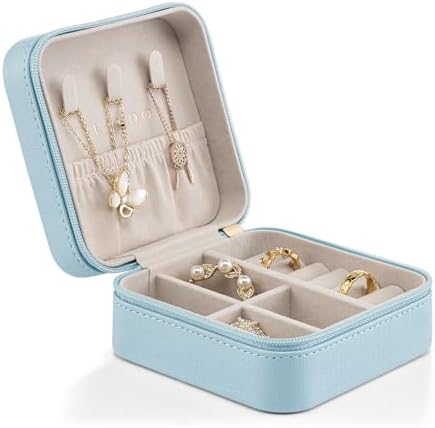 VLANDO Small Travel Jewelry Box Organizer Display Case for Girls Women