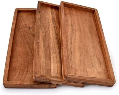 NIRMAN Acacia Wood Rectangular Wooden Platters for Home Decor, Food