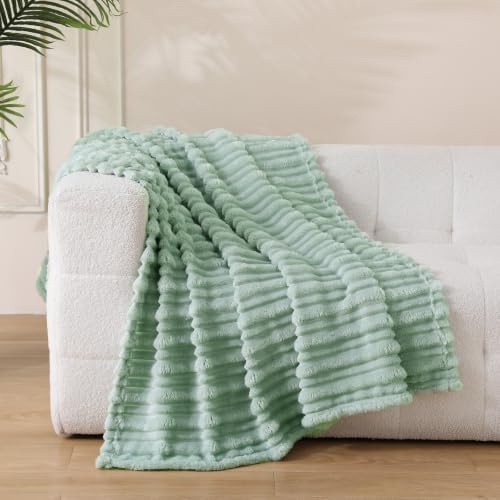 Puncuntex Sage Green Soft Throw Blanket 50"×60" for Couch Cozy 3D