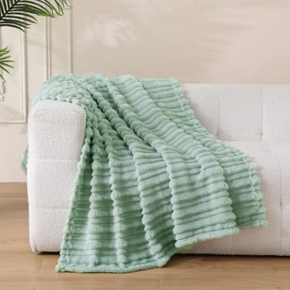Puncuntex Sage Green Soft Throw Blanket 50"×60" for Couch Cozy 3D