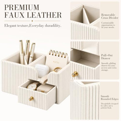 Desk Organizer with Drawer,Pencil Pen Holder for Desk,Sticky Note