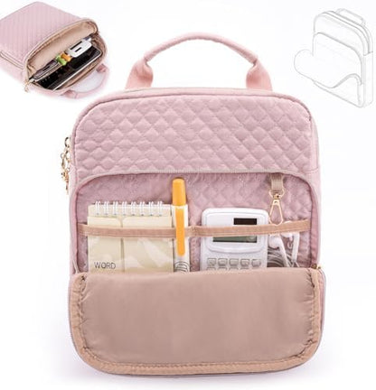 Book Sleeve with Zipper,Quilted Book Carrier with Handle & Pockets