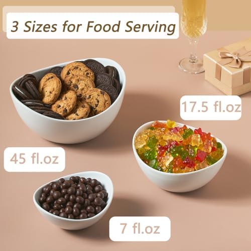 LYEOBOH 3 Tier Serving Bowls Set, Porcelain Oval Bowls with Stand for