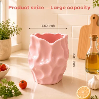 Pink Utensil Holder,Irregular Sculptural Design Kitchen Utensil Holder