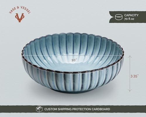 Vase & Vessel Serving Bowls, 70 oz, Set of 2 (Ombre Blue)